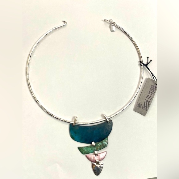 Vintage RLM Soho collar necklace modernist western rodeo silver tone NWT - Picture 1 of 10